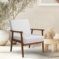 Mid-century Modern Solid Wood Armchair Beige Wood Polyester