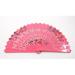 Pink Double Sided Wooden Spanish Floral Print Hand Folding Fan Party Gift D13424-6