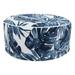 SARO 21 x 9 in. Outdoor Ottoman with Blue Tropic Design