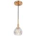 Woodbridge Lighting Elise 1-Light Mercury Glass & Steel Mini Pendant in Brass