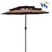 9FT 3-Tiers Outdoor Patio Umbrella Market Round Umbrella with Crank & Tilt and Wind Vents Outdoor Garden Umbrellas for Garden Deck Swimming Pool Chocolate