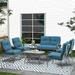 SOLAURA 7-Piece Patio Furniture Outdoor Metal Conversation Set-Peacock Blue