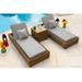 Malmo 3-Piece Resin Wicker Outdoor Patio Furniture Chaise Lounge Set In Natural w/ Two Chaise Lounge Chairs and Side Table (Full-Round Natural Wicker Polyester Light Gray)