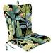 Jordan Manufacturing 38 x 21 Hatteras Ebony Black Floral Rectangular Outdoor Wrought Iron Chair Cushion with Ties and Hanger Loop