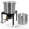 Barton X-Large New 64Quart Aluminum Turkey Fryer Steamer Cast Iron Burner Fair Clam Bake Pot Kit