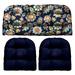 RSH DÃ©cor Indoor Outdoor 3 Piece Tufted Wicker Cushion Set Standard Daelyn Navy + Navy Blue