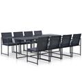 vidaXL 9 Piece Outdoor Dining Set with Cushions Poly Rattan Black 44445