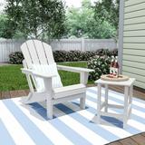 Polytrends Laguna Hdpe All Weather Outdoor Patio Foldable Adirondack Chair With Side Table (2-Piece Set) White