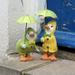 jiaroswwei Hand-crafted Duck Statue Artistic Resin Adding Vitality Raincoat Duck Figurine Garden Supplies