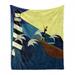 Lighthouse Soft Flannel Fleece Throw Blanket Grunge Abstract Artwork of a Mysterious Woman in a Boat Sea Storm Cozy Plush for Indoor and Outdoor Use 70 x 90 Dark Blue Yellow Brown by Ambesonne