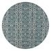 Laddha Home Designs 7.5 Blue and Green Geometric Round Outdoor Area Throw Rug