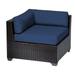 Bowery Hill 25 H Resin Wicker/Fabric Corner Patio Chair in Navy