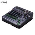 Muslady T6 Portable 6-Channel Sound Card Mixing Console Audio Mixer Built-in 16 DSP 48V Phantom power Supports BT Connection MP3 Player Recording Function 5V power Supply for DJ Network Live