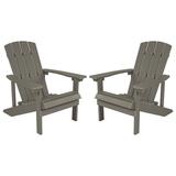 Flash Furniture Set of 2 Charlestown All-Weather Poly Resin Wood Adirondack Chairs in Gray