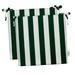 RSH DÃ©cor Indoor Outdoor Set of 2 Foam Dining Chair Seat Cushions 16 x 16 x 2 Hunter Green & White Stripe