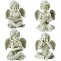 Northlight Set of 4 Sitting Cherub Angel Outdoor Patio Garden Statues 6.5 - Gray