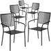 Flash Furniture 5 Pack Indoor-Outdoor Steel Patio Arm Chair with Square Back Black