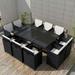 vidaXL 11 Piece Outdoor Dining Set with Cushions Poly Rattan Black 42547