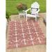 Unique Loom Ahoy Indoor/Outdoor Coastal Rug Rust Red/Ivory 6 1 x 9 Rectangle Solid Print Beach/Nautical Perfect For Patio Deck Garage Entryway