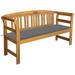 Anself Garden Bench with Gray Cushion Acacia Wood Porch Chair Wooden Outdoor Bench for Backyard Balcony Park Lawn Furniture 61.8in x 17.7in x 32.5in (W x D x H)