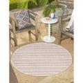 Unique Loom Maia Indoor/Outdoor Striped Rug Red/Ivory 5 3 Round Striped Contemporary Perfect For Patio Deck Garage Entryway