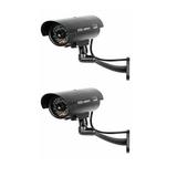 Fake Security Camera Simulated Observation System with Realistic Red Flashing Light Sensor for Indoor/Outdoor 2Pack