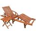 Andoer Sun Lounger with Table Solid Acacia Wood