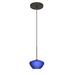 1XT-541087-BR-Besa Lighting-Peri-One Light Cord Pendant with Flat Canopy-5.38 Inches Wide by 3.13 Inches High-Bronze Finish-Blue Matte Glass