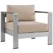 Modern Contemporary Urban Design Outdoor Patio Balcony Lounge Chair Beige Metal Aluminum