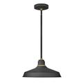 1 Light Outdoor Pendant Barn Light in Traditional-Industrial Style 16 inches Wide By 7.5 inches High-Textured Black Finish Bailey Street Home