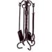 Wrought Iron Fireplace Tool Set with Twist Stand Bronze - 5 Piece