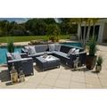 Milan 5-Piece Aluminum Outdoor Patio Furniture Sofa Set in Charcoal w/ Three-piece Sectional Armchair Ottoman and Aluminum Trays