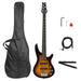 5 String Electric Bass Guitar GIB Bass Full Size with Bag Strap Pick Connector Wrench Tool Sunset Color