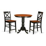 East West Furniture Jackson 3-piece Dining Set with Bar Stools in Black/Cherry
