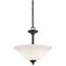 2 Light Contemporary Decorative Inverted Pendant Light Fixture with Satin Etched White Glass-Olde Bronze Finish-White Etched Glass Color-Led Lamping
