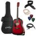 Ashthorpe Left-Handed Full-Size Dreadnought Acoustic Electric Guitar Package Red