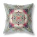 HomeRoots 28 in. Sage Geo Tribal Indoor & Outdoor Throw Pillow Muted Green Indigo & Hot Pink