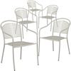 Flash Furniture Oia Commercial Grade 5 Pack Light Gray Indoor-Outdoor Steel Patio Arm Chair with Round Back