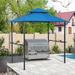 COBANA Grill Gazebo 8â€™by 5â€™Outdoor Patio Backyard BBQ Grill Shelter Double Tiered Soft Canopy Top with Steel Frame and Bar Counters Blue