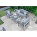 Belvedere 4-Piece Brushed Aluminum Outdoor Patio Furniture Conversation Sofa Set w/ Loveseat Sofa Two Armchairs and Coffee Table