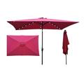 10 x 6.5t Rectangular Patio Umbrella Solar LED Lighted Outdoor Market Table Waterproof Umbrellas Sunshade with Crank and Push Button Tilt for Garden Deck Backyard Pool Shade Outside Deck Swi