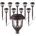 10 Pack Solar Lights Outdoor Decorative Solar Pathway Lights Outdoor Solar Powered Garden Yard Lights for Walkway Sidewalk Driveway. (Brown Cool White)