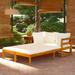 Carevas Sun Loungers with White Cushions 2 pcs Acacia Wood