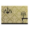 Damask Cutting Board English Country House Damask Motif on Wall and Chandelier Silhouettes Renaissance Decorative Tempered Glass Cutting and Serving Board Large Size Yellow Black by Ambesonne