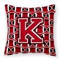 Letter K Football Red Black and White Fabric Decorative Pillow