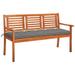 Suzicca 3-Seater Patio Bench with Cushion 59.1 Solid Eucalyptus Wood