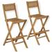 Carevas Folding Patio Bar Stools 2 pcs Solid Teak Wood