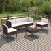 Anself 6 Piece Garden Conversation Set Cushioned 2 Corner Sofa and 3 Middle Sofas with Coffee Table Brown Poly Rattan Sectional Outdoor Furniture Set for Patio Backyard Patio Balcony