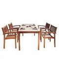 Malibu Outdoor 5-piece Wood Patio Dining Set with Stacking Chairs