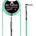 Mophead 15 Foot Double Insulated and Road Ready Tweed Braided 1/4 in TS to 1/4 in TS Guitar and Bass Instrument Cable Right Angle Green and White